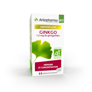 Ginkgo - 150 viên nang Hữu cơ – hãng dược Arkopharma – Bổ sung Trí nhớ & Sự tập trung